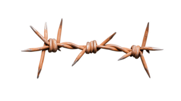 Rusty barbed wire section isolated on transparent background png