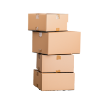 Stack of cardboard boxes isolated on transparent background png