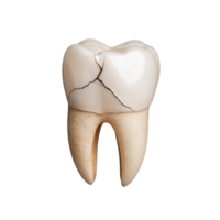 Broken tooth with visible cracks and discoloration isolated on transparent background png
