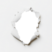 Jagged torn hole in white paper isolated on transparent background png