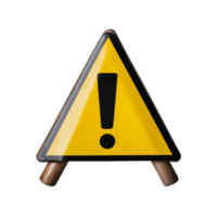 Triangular caution sign with exclamation mark on transparent background png