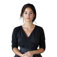 Portrait of a woman in black dress on transparent background png