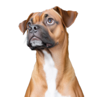Boxer dog with attentive look, transparent background png