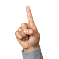 Hand pointing up with index finger, transparent background png