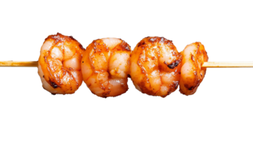 Barbecue shrimp on skewer, transparent background png