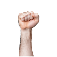 Raised clenched fist in gesture on transparent background png
