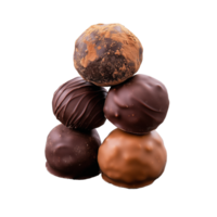 Assortment of chocolate truffles on transparent background png