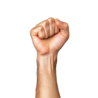 Raised clenched fist in gesture on transparent background png