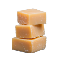 Three square soap bars stacked on transparent background png