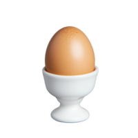 Single boiled egg in egg cup on transparent background png