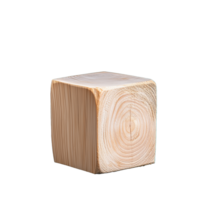 Light wooden block with grain texture on transparent background png