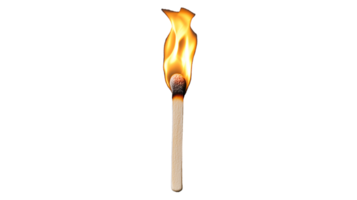 Burning matchstick with flame on transparent background png
