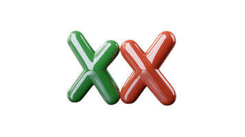 X and check mark icons in green and red on transparent background png