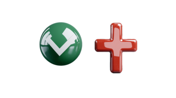 Green check and red cross buttons on transparent background png