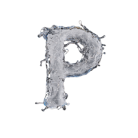 3D letter P with water splash effect on transparent background png