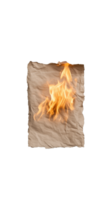 Parchment paper with burning edge on transparent background png