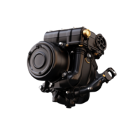 Motorcycle engine with black components on transparent background png