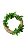 Green leaf wreath on transparent background png