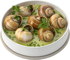 Elegant Escargot Platter Garnished with Fresh Parsley Sprigs. . png