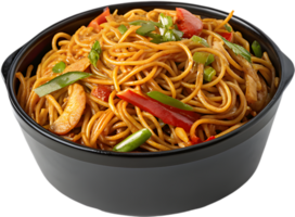 Savory Chow Mein Noodles Clipart with Colorful Veggie Medley. . png