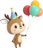 Adorable Marsh Deer with Balloon for Party Creations. . png