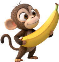 Adorable Monkey Holding Banana Clipart for Craft Projects. . png