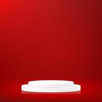 Red background 3d with white podium. 3D abstract studio room with pedestal podium. Space for selling products on the website. illustration. vector