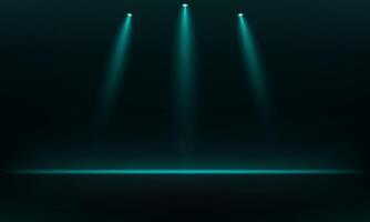 Empty stage glowing blue color light on black background. Space for selling products on the website. Empty room with spotlight effect. illustration vector