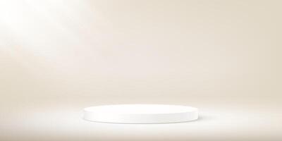 Beige background 3d with white podium. 3D abstract studio room with pedestal podium. Space for selling products on the website. illustration. vector