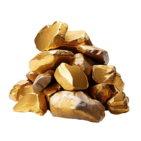 a pile of gold rocks isolated on transparent background png