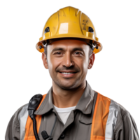 Engineer with helmet isolated on transparent background png