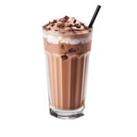 Glass with chocolate milkshake isolated on transparent background png