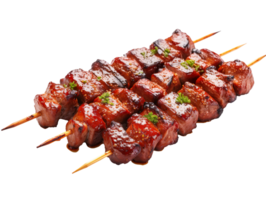 Grilled pork meat on a stick isolated on transparent background png