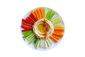 Vegetable sticks with hummus on a transparent background png