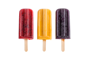 Assorted fruit popsicles on a transparent background png