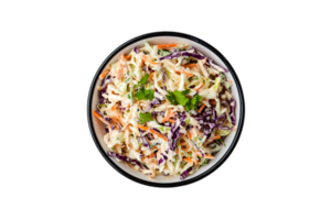 Coleslaw salad with creamy dressing in a bowl on a transparent background png