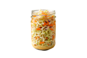 Coleslaw salad in a mason jar on a transparent background png