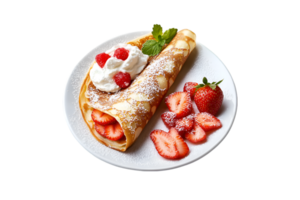 Strawberry and cream crepe on a transparent background png