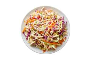 Fresh coleslaw salad with creamy dressing on a transparent background png