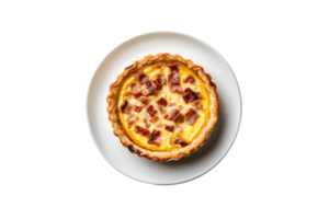 Bacon quiche on a plate isolated on a transparent background png