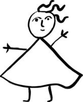 Dry brush Hand Drawn Simple Sketch Girl vector