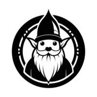 A gnome with a beard and hat in a circle vector