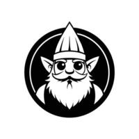 A gnome with glasses and a beard in a circle vector