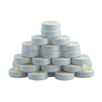 Heap realistic silver coin isolated on transparent background. white coin stack png
