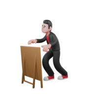 3D Choreographer Performance Artist. A male choreographer walks with both hands facing forward wanting to take a standing board. Dance Model png