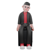 Choreographer Character in 3D Animation. A male choreographer sits on a loudspeaker as if he is sad. Dance Performer png