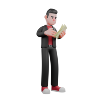 Animated Dance Performer Choreographer. A male choreographer stands checking a sheet of paper in hand. 3D Design png