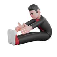 Dance Artist 3D Model . A male choreographer does the seated foot-touch stretch. Choreographer Character png