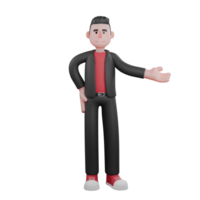 3D Dance Choreographer Character. A male choreographer stands with his left hand extended to the left as if inviting. Performing Artist png