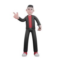 Choreographer in 3D Cartoon Design . A male choreographer stands holding a stick in his right hand and his left hand pointing in a certain direction with happy expression . Dance Performer png